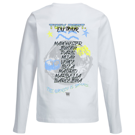 TWIY DEPT. WHITE BLUE/YELLOW EU TOUR TEE