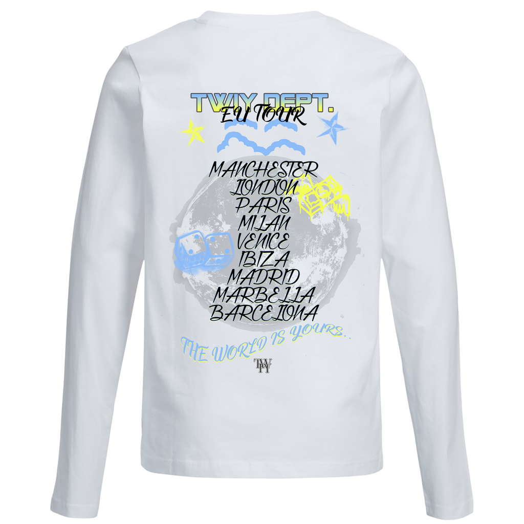 TWIY DEPT. WHITE BLUE/YELLOW EU TOUR TEE